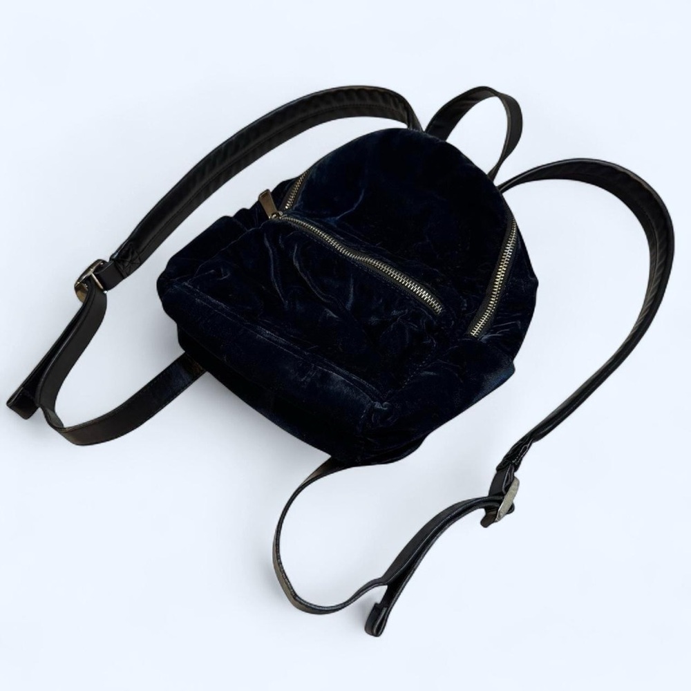 French Connection Velvet Mini Backpack Midnight Blue